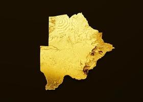 Botswana Map Golden metal Color Height map Background 3d illustration photo