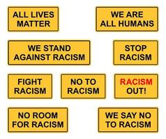 collection of words about anti racism warning sign concept vector