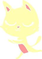 calm flat color style cartoon cat vector
