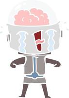 flat color style cartoon crying robot vector
