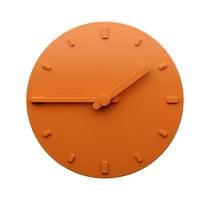 Minimal Orange clock 1 45 quarter to two o'clock abstract Minimalist wall clock 01 45 or 13 45 one forty five 3d Illustration photo