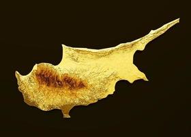 Cyprus Map Golden metal Color Height map Background 3d illustration photo