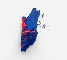Belize map with the flag Colors Red and Blue Shaded relief map 3d illustration photo