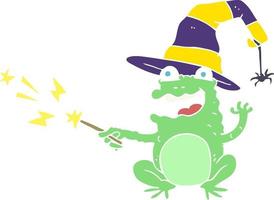 flat color illustration of a cartoon toad casting spell vector