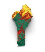 Benin map with the flag Colors Green Red and yellow Shaded relief map 3d illustration photo