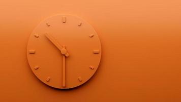 Minimal Orange clock 10 30 Half past Ten o'clock abstract Minimalist wall clock 22 30 Ten Thirty 3d Illustration photo
