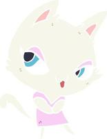 cute flat color style cartoon female cat vector