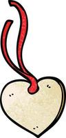 etiqueta de regalo en forma de corazón de doodle de dibujos animados vector