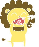 flat color style cartoon roaring lion vector