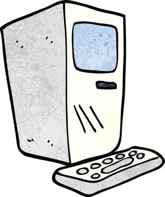 cartoon doodle office computer