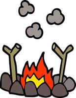 cartoon doodle camp fire vector