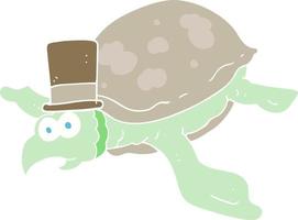 ilustración de color plano de una tortuga de dibujos animados vector