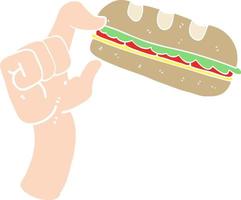 flat color illustration of a cartoon sub sandwich vector