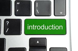 palabra de introducción en el botón verde del teclado foto