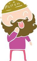 man with beard sticking out tongue vector