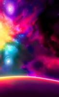 An abstract nebula in outer space and galaxies background of 3D render, suitable for a mobile screen, phone desktop, landing page, UI UX, and wallpaper. photo