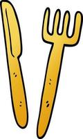 cartoon doodle knife and fork vector