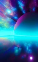 An abstract nebula in outer space and galaxies background of 3D render, suitable for a mobile screen, phone desktop, landing page, UI UX, and wallpaper. photo