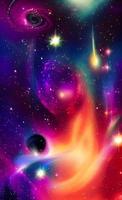 An abstract nebula in outer space and galaxies background of 3D render, suitable for a mobile screen, phone desktop, landing page, UI UX, and wallpaper. photo