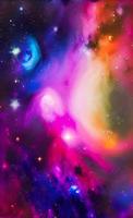 An abstract nebula in outer space and galaxies background of 3D render, suitable for a mobile screen, phone desktop, landing page, UI UX, and wallpaper. photo