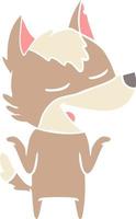 flat color style cartoon wolf laughing vector