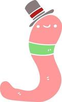 cute flat color style cartoon worm vector