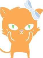 cute flat color style cartoon cat vector