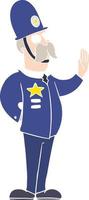 flat color style cartoon policeman making stop gesture vector