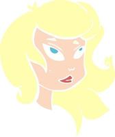 ilustración de color plano de un rostro femenino de dibujos animados vector