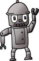 cartoon doodle robot waving vector