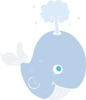 flat color illustration of a cartoon whale spouting water vector