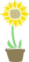 flat color illustration of a cartoon sunflower vector