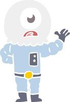 flat color style cartoon cyclops alien spaceman vector