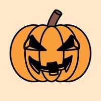 ilustración de la cara del mal en una calabaza para halloween vector