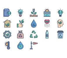 conjunto de iconos de ecología y medio ambiente vector