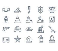 Police and criminal icon set vector