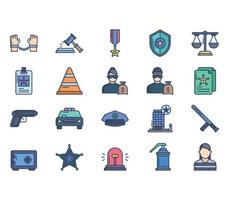 Police and criminal icon set vector