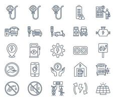 Ev charger and electric charge icon set vector