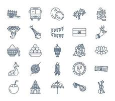 Indian culture and tradition icon set vector