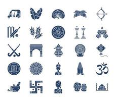conjunto de iconos de cultura y tradición india vector