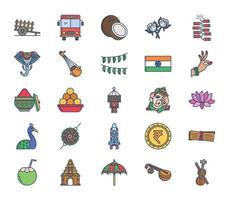 Indian culture and tradition icon set vector