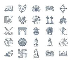 Indian culture and tradition icon set vector