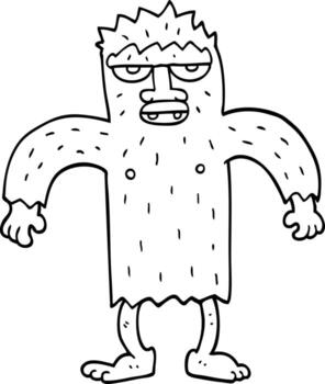 line drawing cartoon bigfoot creature vector