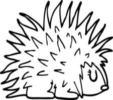 line drawing cartoon spiky hedgehog vector