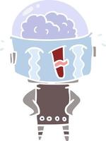 flat color style cartoon crying robot vector