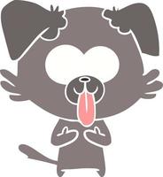 flat color style cartoon dog with tongue sticking out vector