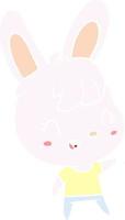 cute flat color style cartoon rabbit vector