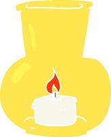 flat color illustration of a cartoon old glass lantern with candle vector