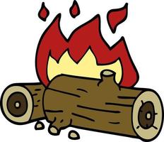 cartoon doodle burning logs vector