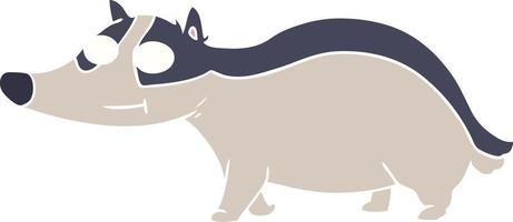 flat color style cartoon friendly badger vector